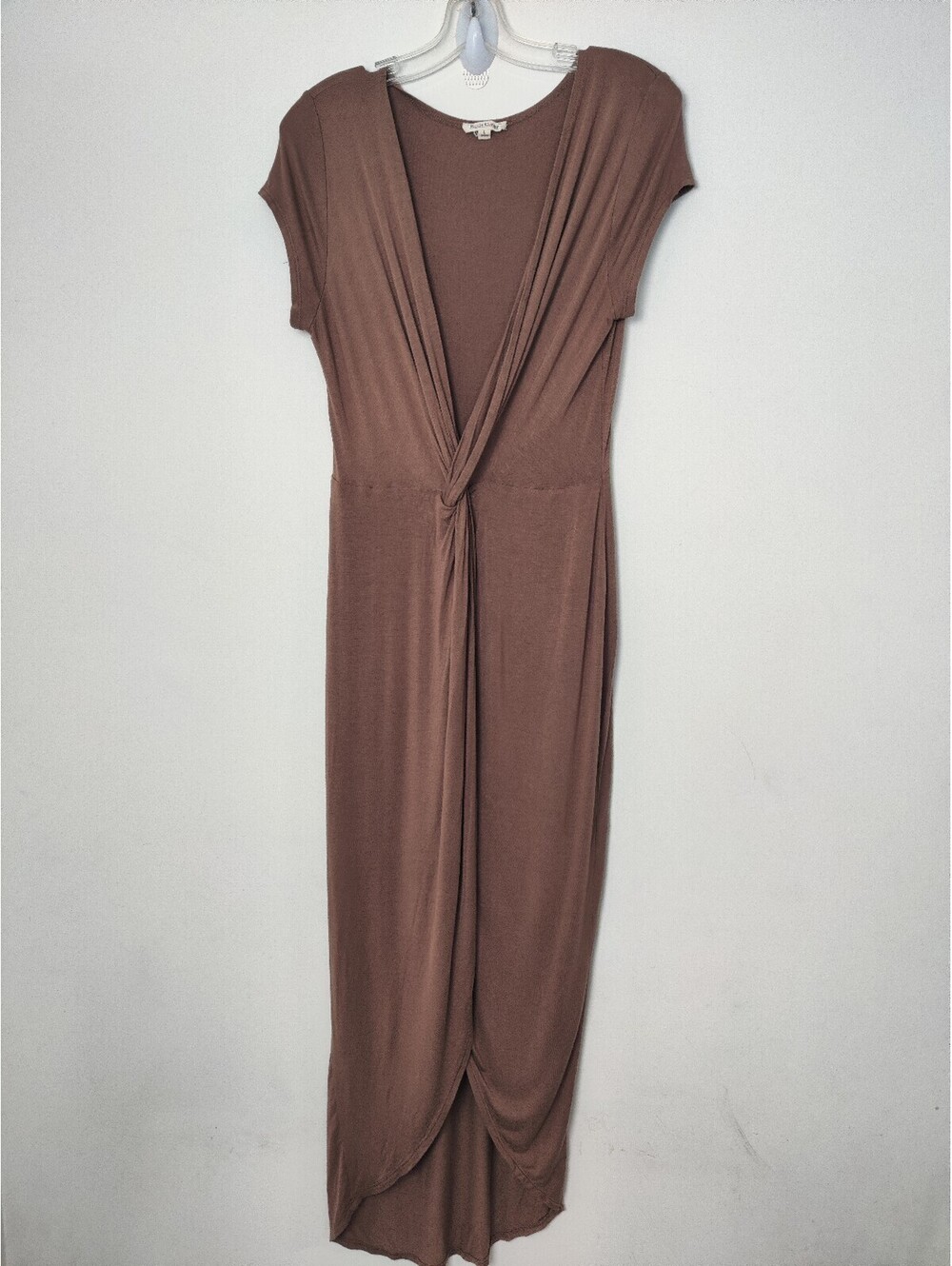 Rolla Coster Brown Deep V Neck Front Twist High Low Hem Maxi Dress Women's Large